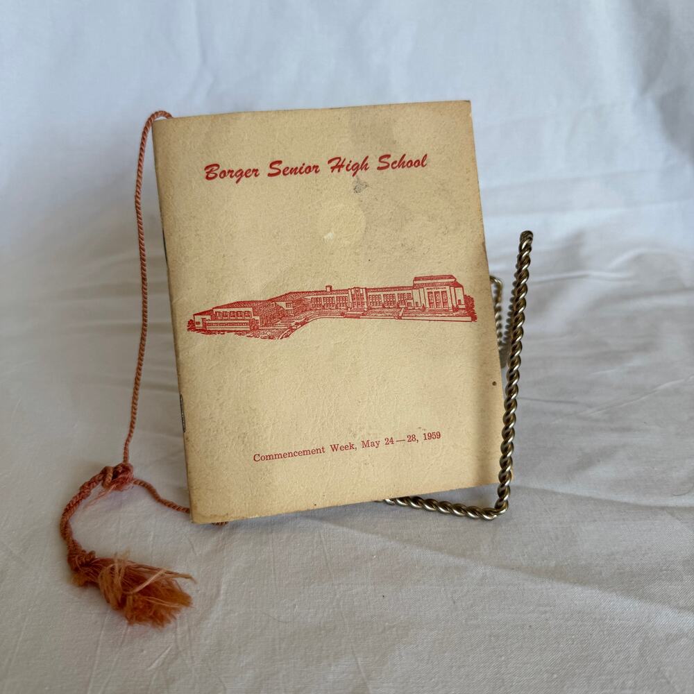 Borger TX Senior High School Commencement Program 1959 Booklet with Tassel